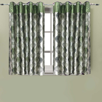61% OFF on Homefab India Polyester Green Striped Eyelet Curtain