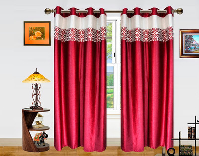 53% OFF on Dekor World Polyester Maroon Batik Eyelet Curtain