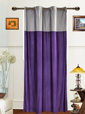 57% OFF on Dekor World Polyester Silver, Purple Solid Eyelet Curtain