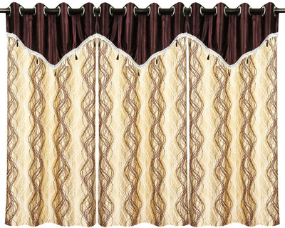 70% OFF on Zikrak Exim Polyester Brown Chevron Eyelet Curtain