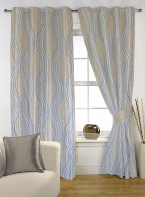 55% OFF on Delight Polycotton Beige Solid Eyelet Curtain