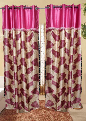 50% OFF on Madhav Product Polyester Pink Floral Eyelet Curtain