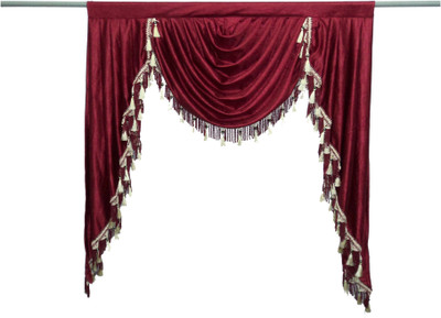 24% OFF on Jai Sati Kreations Polycotton Red Self Design Eyelet Curtain