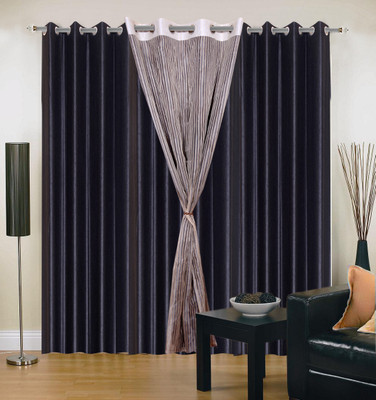 52% OFF on Hargunz Black Solid Eyelet Curtain