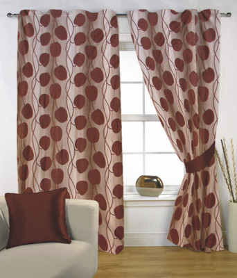 54% OFF on Musk Polycotton Brown Printed Tab Top Curtain