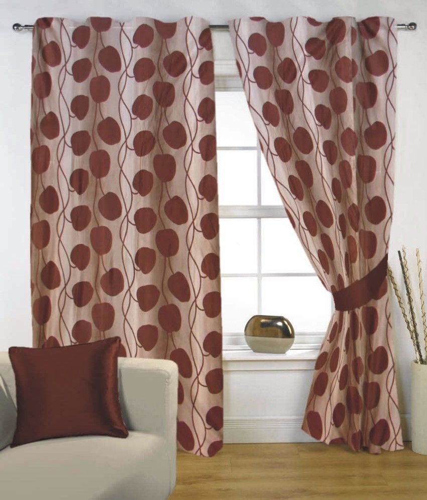 80% OFF on Musk Polycotton Brown Solid Eyelet Curtain