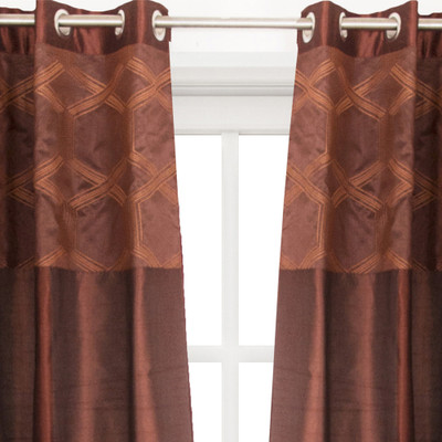 30% OFF on House This Cotton Brown Embroidered Eyelet Curtain