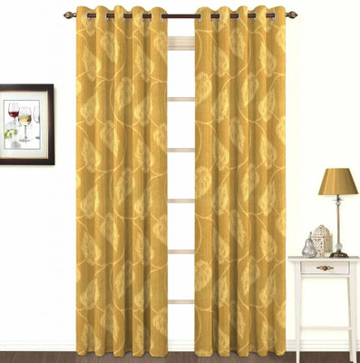 Skipper Cotton, Viscose Brown Striped Eyelet Curtain