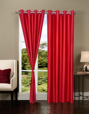 55% OFF on IWS Polyester Multicolor Embroidered Ring Rod Curtain