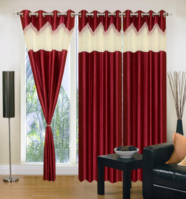 66% OFF on IWS Polyester Multicolor Solid Eyelet Curtain