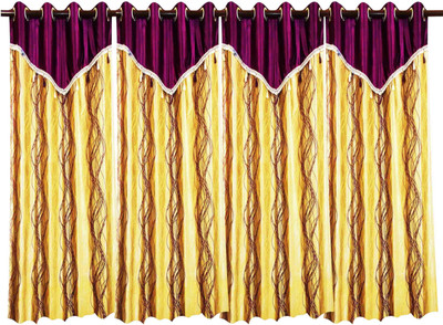 60% OFF on Zikrak Exim Polyester Purple Chevron Eyelet Curtain