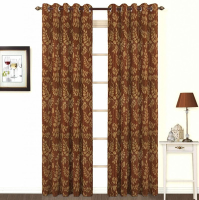 34% OFF on Skipper Cotton, Viscose Brown Damask Eyelet Curtain