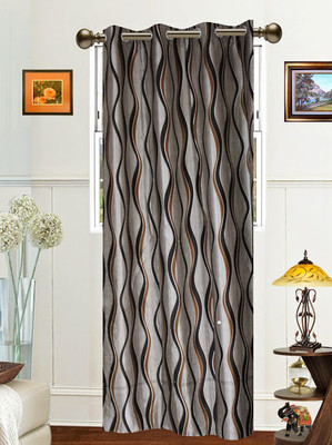 50% OFF on Dekor World Polyester Brown Abstract Eyelet Curtain