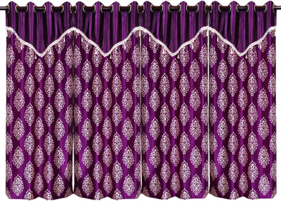 73% OFF on Zikrak Exim Polyester Purple Damask Eyelet Curtain