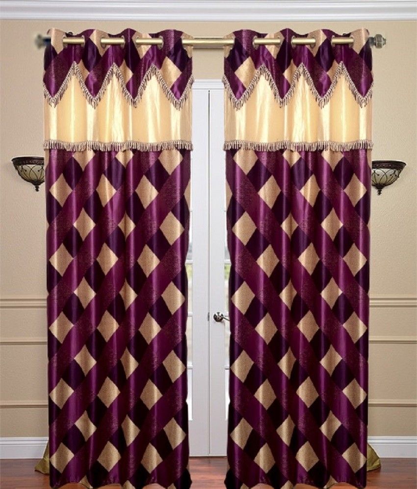 60% OFF on Homefab India Polyester Purple Self Design Eyelet Curtain