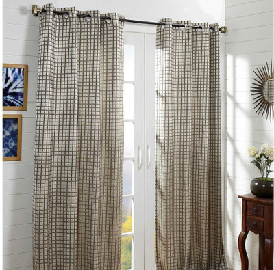 26% OFF on At Home Polycotton Multicolor Checkered Eyelet Curtain