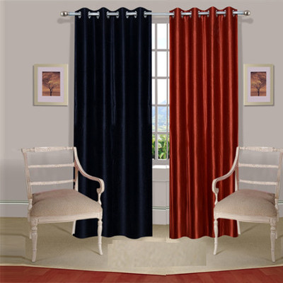 44% OFF on Handloomdaddy Polyester Black, Brown Printed Eyelet Curtain