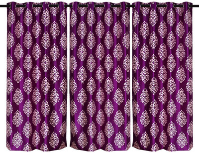 69% OFF on Zikrak Exim Polyester Purple Damask Eyelet Curtain