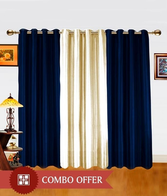 62% OFF on Hargunz Polycotton Blue, White Printed Eyelet Curtain