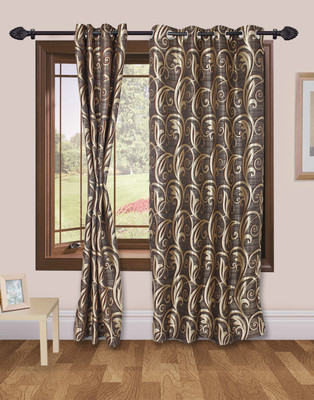 50% OFF on VS Collection Polyester Brown, Purple Abstract Eyelet Curtain