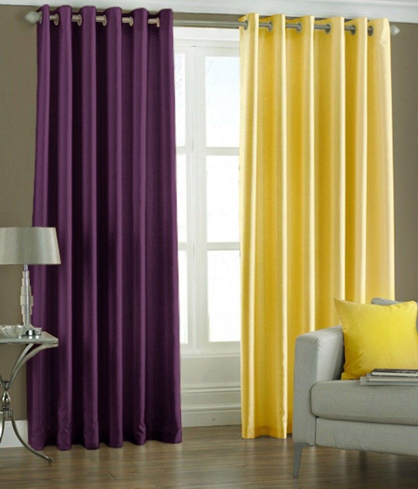 66% OFF on HomeZaara Polyester Purple, Yellow Solid Eyelet Curtain 66% OFF on HomeZaara Polyester Purple, Yellow Solid Eyelet Curtain