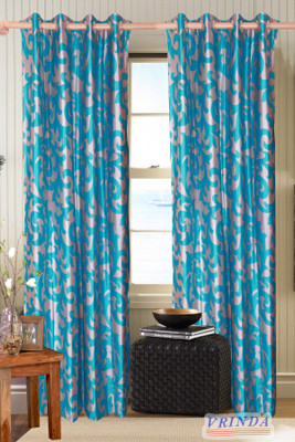 57% OFF on Vrinda Polyester Blue Printed Eyelet Curtain