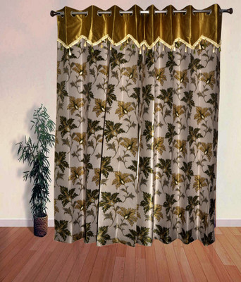 50% OFF on PHM Polyester Green Floral Eyelet Curtain
