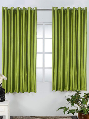 73% OFF on Homefab India Polyester Green Solid Eyelet Curtain