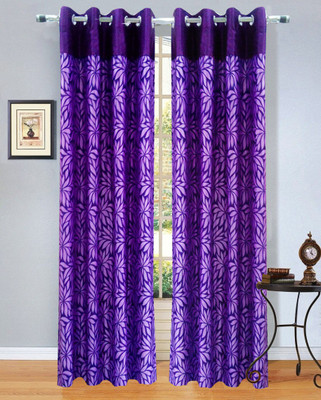 66% OFF on Homefab India Polyester Purple Floral Eyelet Curtain