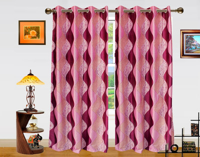 53% OFF on Dekor World Polyester Purple Abstract Eyelet Curtain