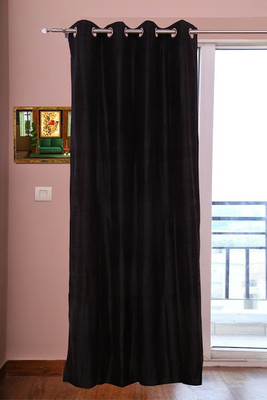 ZappyCart Silk Black Solid Eyelet Curtain ZappyCart Silk Black Solid Eyelet Curtain