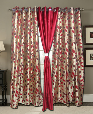 28% OFF on Zigma Collections Polyester Red Printed Eyelet Curtain