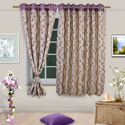50% OFF on Vorhang Jacquard Multicolor Floral Eyelet Curtain