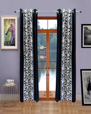 67% OFF on Homefab India Polyester Black Striped Eyelet Curtain
