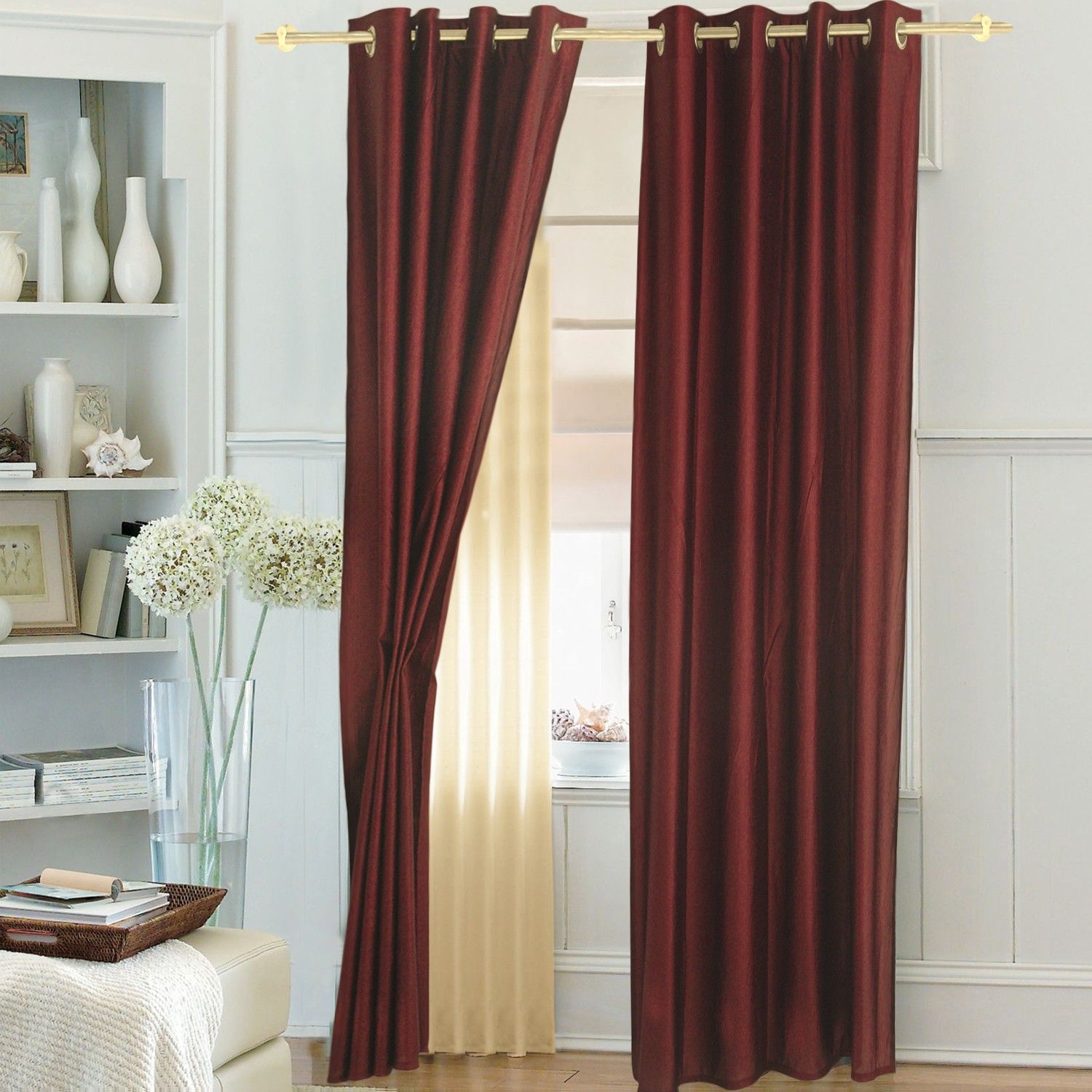 62% OFF on Ahmedabad Cotton Polyester Dark Red Solid Eyelet Curtain 62% OFF on Ahmedabad Cotton Polyester Dark Red Solid Eyelet Curtain