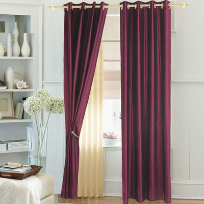 62% OFF on Ahmedabad Cotton Polyester Magenta Solid Eyelet Curtain