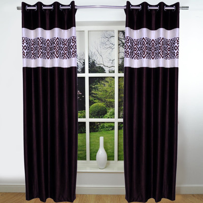34% OFF on Fresh From Loom Polycotton Brown Solid Ring Rod Curtain