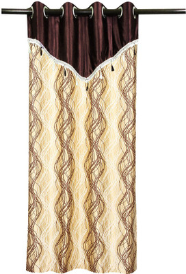 71% OFF on Zikrak Exim Polyester Brown Chevron Eyelet Curtain