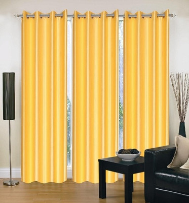56% OFF on IWS Polyester Yellow Solid Eyelet Curtain