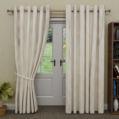 G M HomeFashion Polyester Multicolor Solid Eyelet Curtain