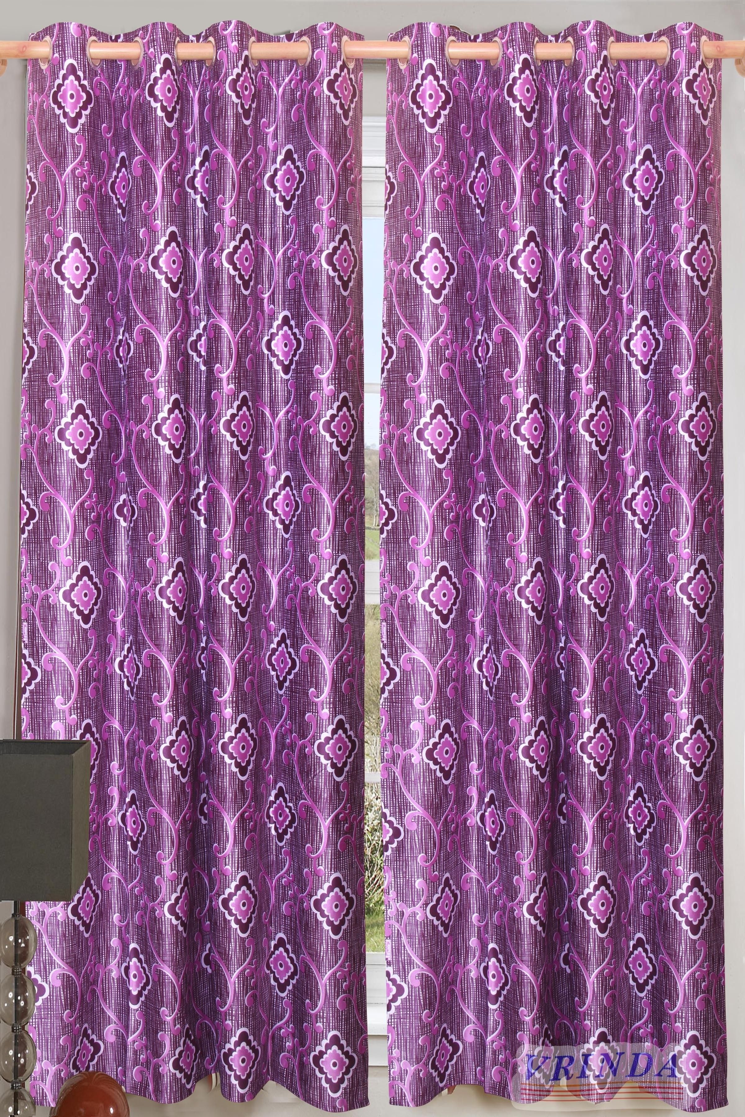 40% OFF on Vrinda Polycotton Purple Solid Eyelet Curtain