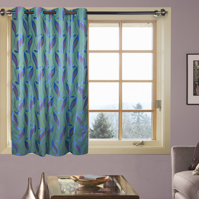 63% OFF on Kings Polycotton Blue Floral Tab Top Curtain