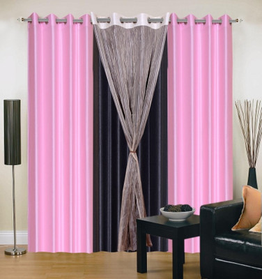50% OFF on IWS Polyester Multicolor Solid Ring Rod Curtain