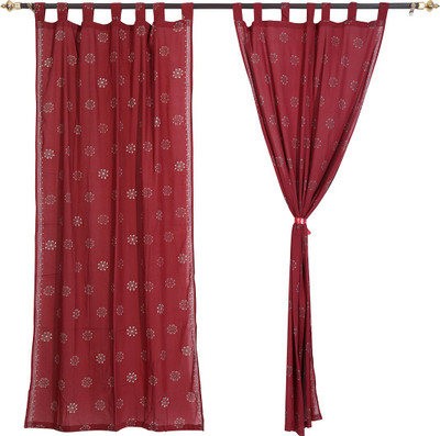 53% OFF on Rajrang Cotton Maroon Floral Eyelet Curtain 53% OFF on Rajrang Cotton Maroon Floral Eyelet Curtain