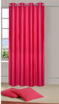 63% OFF on Handloomdaddy Polyester Pink Floral Eyelet Curtain