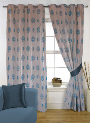78% OFF on Kings Polycotton Blue Checkered Eyelet Curtain