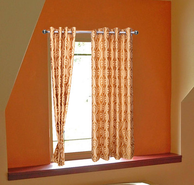 66% OFF on OsianArts Orange Solid Eyelet Curtain