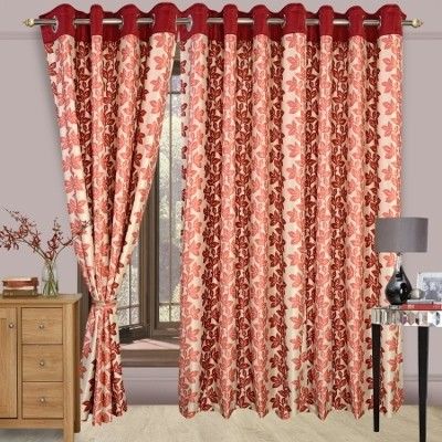 56% OFF on Cortina Polyester Maroon Floral Eyelet Curtain 56% OFF on Cortina Polyester Maroon Floral Eyelet Curtain