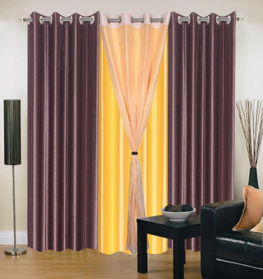 60% OFF on IWS Polyester Multicolor Floral Ring Rod Curtain