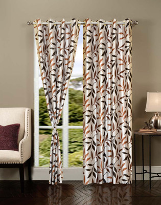 59% OFF on IWS Polyester Multicolor Floral Ring Rod Curtain